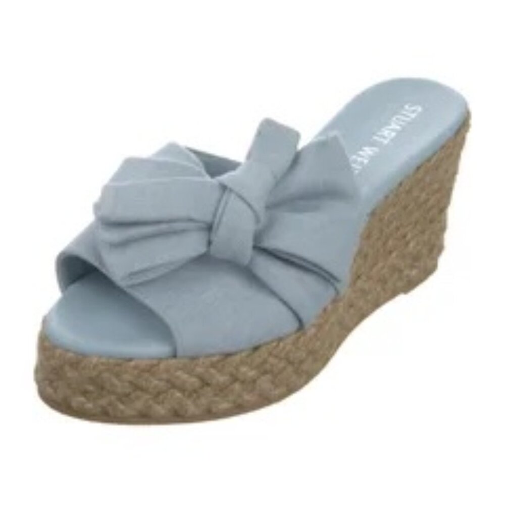 Stuart Weitzman Denim Bow Accents Espadrilles - Size 7